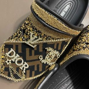 designer INSPIRED blinged out black clogs womens size 9 never worn